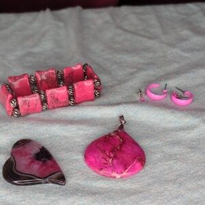 Pink Stone Jewelry Set